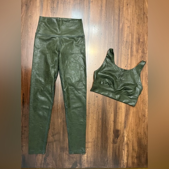 Offline By Aerie High Waist Olive Crackle Set Size Small Activewear Athleisure - Picture 5 of 15